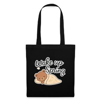 Wake up Spring – Cute Sleeping Bear Design - Tote Bag - black - Front
