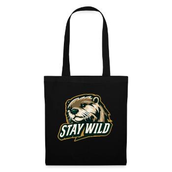 Stay Wild – Otter Design | Natur & Abenteuer Motiv - Stoffbeutel - Schwarz - Vorne