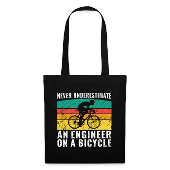 Never Underestimate an Engineer on a Bicycle Shirt - Tote Bag - black - Front