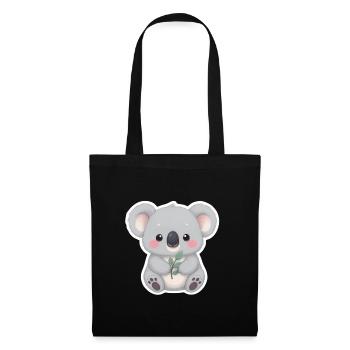 Koala Cutie avec étreinte de feuille - Sac en tissu - noir - Devant