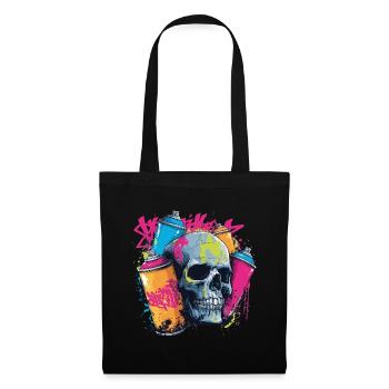 Crâne et graffiti | Design de street art coloré - Sac en tissu - noir - Devant