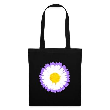 Lila Daisy Bloom mit gelbem Kern - Stoffbeutel - Schwarz - Vorne