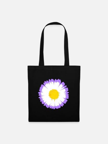 Purple Daisy Bloom with Yellow Core - Tote Bag - black
