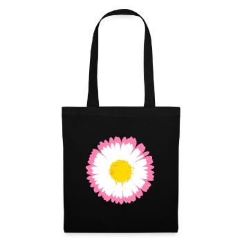 Bord marguerite rose - Sac en tissu - noir - Devant