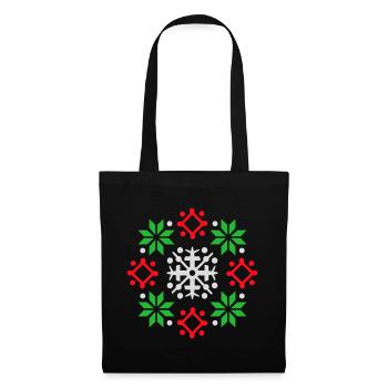 flocons de neige motif Noël pull neige - Sac en tissu - noir - Devant