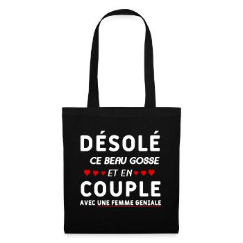 Beau gosse en couple avec femme géniale - Sac en tissu - noir - Devant