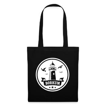 Leuchtturm Borkum Maritimes Emblem - Stoffbeutel - Schwarz - Vorne