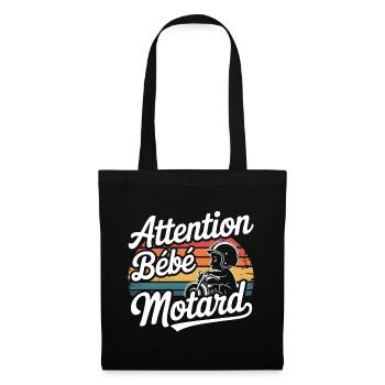 Attention Bébé Motard - Sac en tissu - noir - Devant