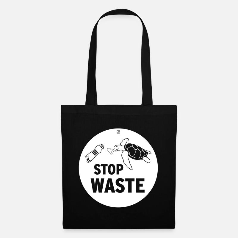 STOP WASTE - Stoffbeutel - Schwarz