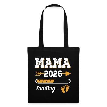 Mama 2026 Loading Zukünftige Mutter Geschenk - Stoffbeutel - Schwarz - Vorne
