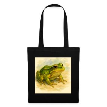 Aquarelle Grenouille Verte - Sac en tissu - noir - Devant