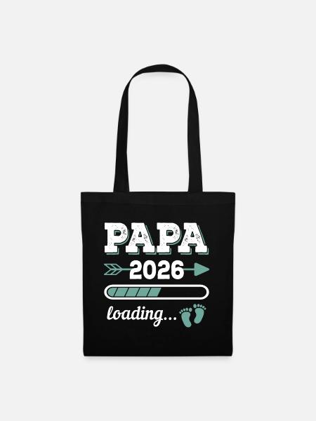 Papa 2026 Loading Werdender Vater Geschenkidee - Stoffbeutel - Schwarz