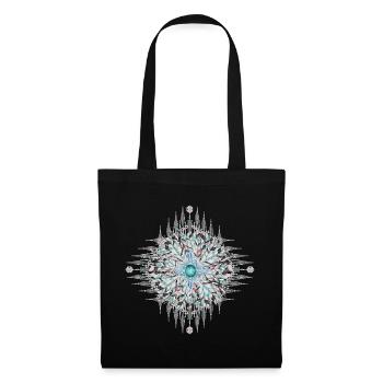 Ornement ethnique astucieux avec des plumes d’argent - Sac en tissu - noir - Devant