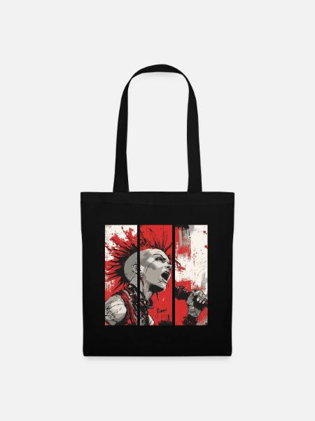 Punk Rebellion – Sängerin mit Irokesenschnitt - Stoffbeutel - Schwarz