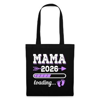 Mama 2026 Loading Schwangerschaft Geschenkidee - Stoffbeutel - Schwarz - Vorne