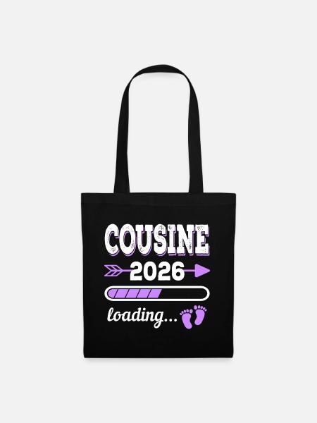 Cousine 2026 Loading Schwangerschaft Geschenkidee - Stoffbeutel - Schwarz