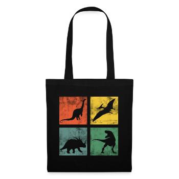 Dinosaur Dino Dinos Tyrannosaurus Triceratops - Tote Bag - black - Front