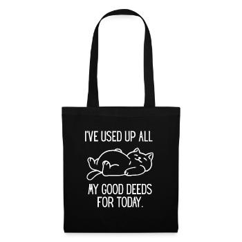 Sleeping Cat and Saying Good Deeds - Tote Bag - black - Front