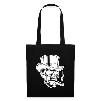 Crâne audacieux avec chapeau haut de forme élégant - Sac en tissu - noir - Devant