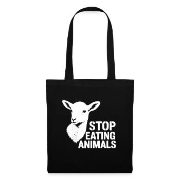 Tierwohl | Stop Eating Animals Veganes Statement - Stoffbeutel - Schwarz - Vorne