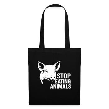 Bien-être animal | Protestation contre les cochons : arrêter de manger des animaux - Sac en tissu - noir - Devant