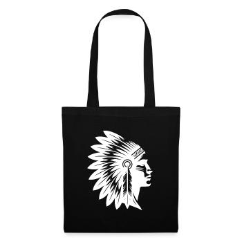 Proud warrior face with magnificent headdress - Tote Bag - black - Front