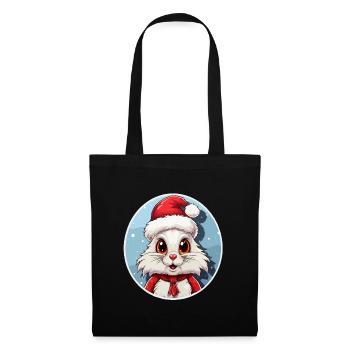 Kawaii Christmas Bunny with Santa Hat - Tote Bag - black - Front