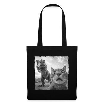 Selfie de chat avec motif chaos T Rex - Sac en tissu - noir - Devant