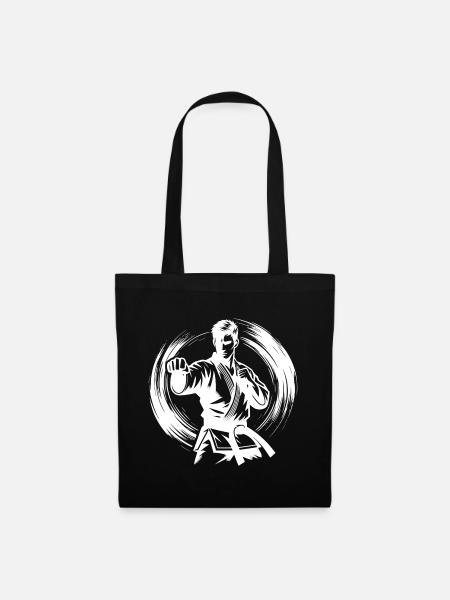 Silhouette de Karaté Parfaite en Combat Dynamique - Sac en tissu - noir