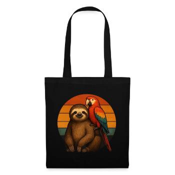 Sloth Parrot Retro Animal Friends - Tote Bag - black - Front