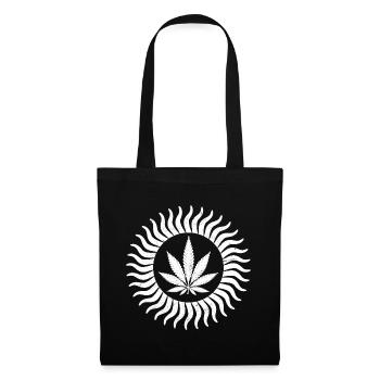 Ein weißes Cannabisblatt-Sonnendesign - Stoffbeutel - Schwarz - Vorne