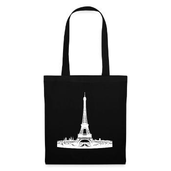 Französischer Blickfang Eiffelturm typisch Paris - Stoffbeutel - Schwarz - Vorne