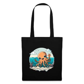 Calmar heureux sur la plage - Sac en tissu - noir - Devant