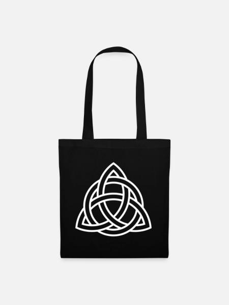Celtic Triquette Knot Eternity - White - Tote Bag - black