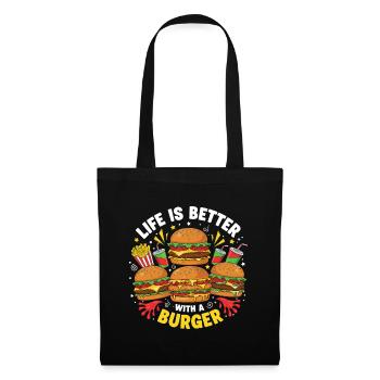Burger Hamburger - Stoffbeutel - Schwarz - Vorne