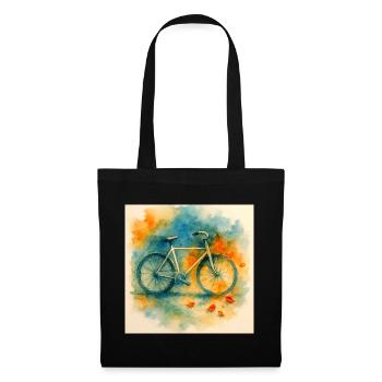 Aquarell, Fahrrad in Farbexplosion - Stoffbeutel - Schwarz - Vorne