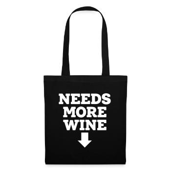 Needs More Merlot Wein Spruch für Genießer - Stoffbeutel - Schwarz - Vorne