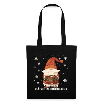 Wichtel Plätzchen Weihnachten Lustig Geschenk Süß - Stoffbeutel - Schwarz - Vorne