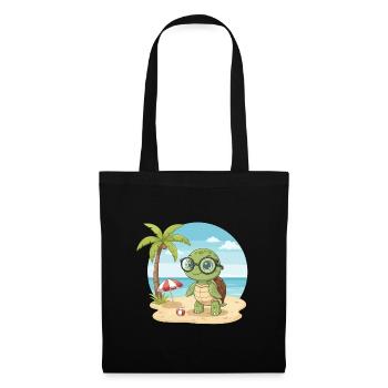 Cute Turtle with Glasses Beach Summer Vacation - Tote Bag - black - Front