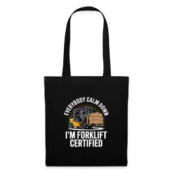 Conception de chariot élévateur humoristique certifié - Sac en tissu - noir - Devant