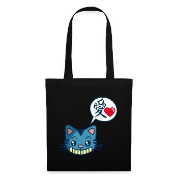 Chat manga kawaii - Sac en tissu - noir - Devant