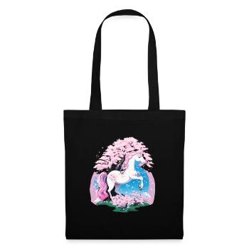 Pastel Unicorn in Cherry Blossom Forest - Tote Bag - black - Front