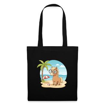 Süßes Pferd mit Brille Strandsommerurlaub - Stoffbeutel - Schwarz - Vorne