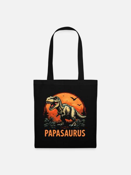 Papasaurus Bester Papa starker Vater Geschenk  - Stoffbeutel - Schwarz