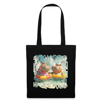 South Sea Hippos in Swimming Rings - Tote Bag - black - Front