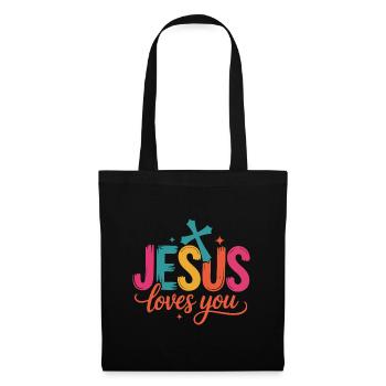 Jesus Loves You - Stoffbeutel - Schwarz - Vorne