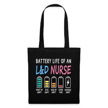 Battery level of a midwife, nurse, humor - Tote Bag - black - Front