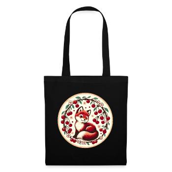 Cherry Ring Fox Vintage Circle - Tote Bag - black - Front