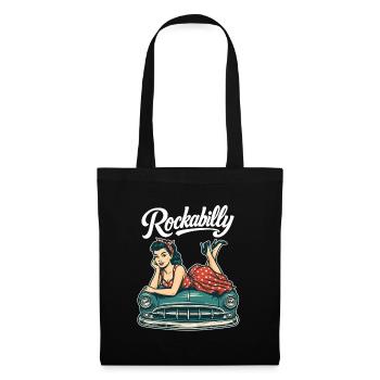 Cadeau rétro pin-up de voiture vintage rockabilly - Sac en tissu - noir - Devant