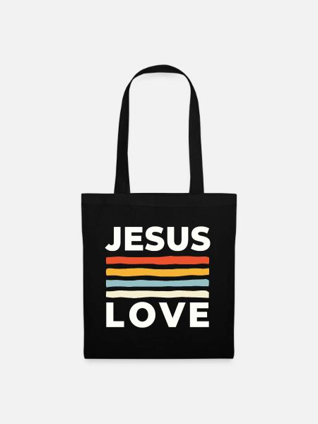 Jesus Love Christliche Nächstenliebe - Stoffbeutel - Schwarz